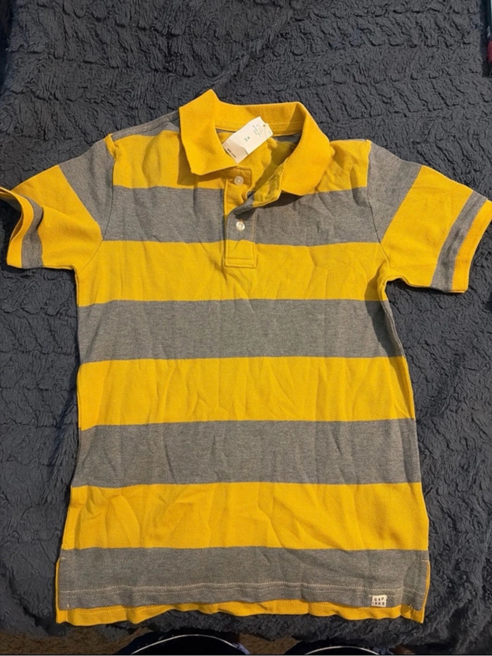 GAP Boys Yellow and Gray Striped Polo